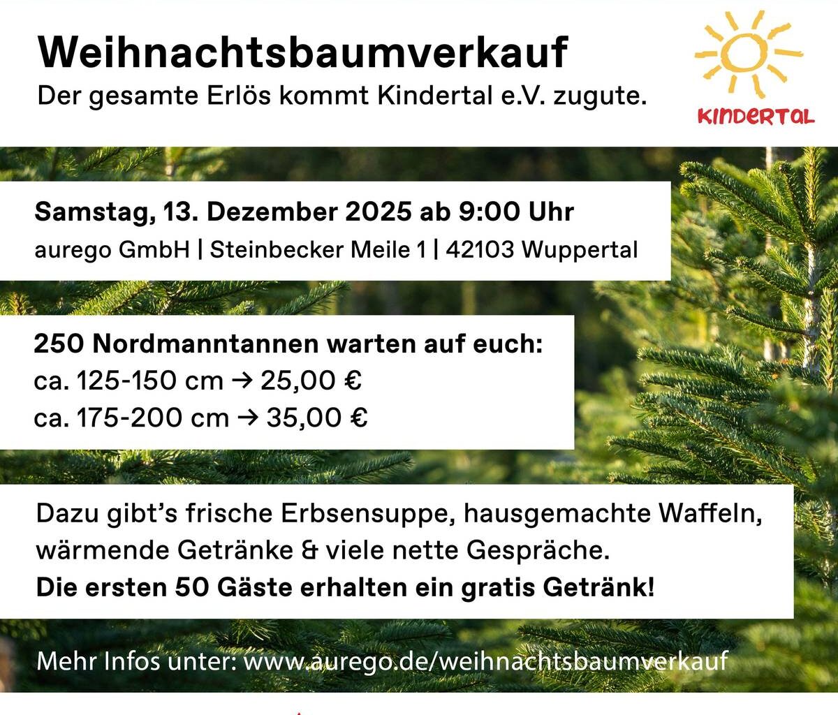 aurego verkauft Weihnachtsbäume für Kindertal