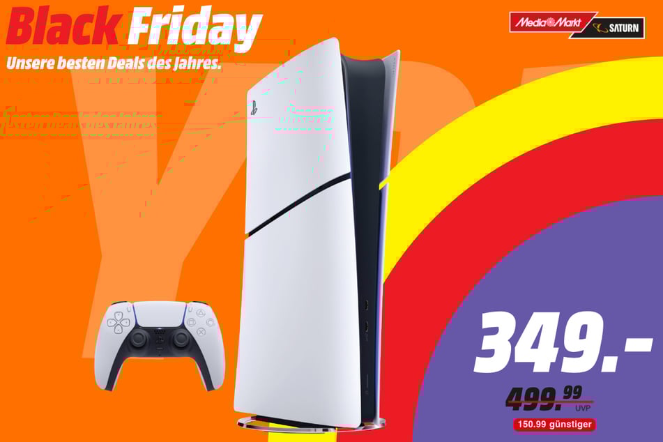 Sony PlayStation 5 Slim für 349 statt 499,99 Euro.