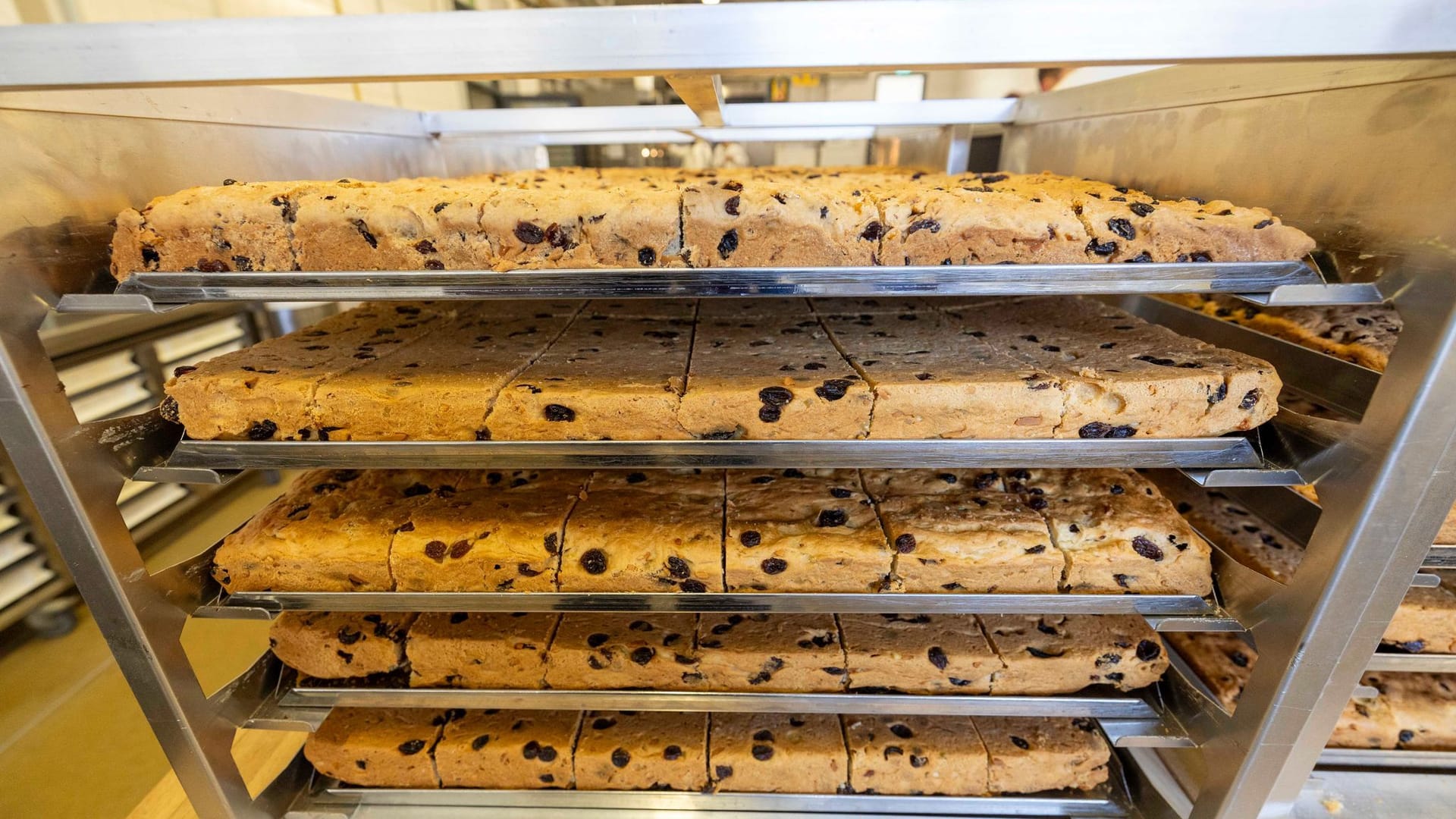 Backen der Stollenplatten für den Dresdner Riesenstollen Backen der Stollenplatten für den Dresdner Riesenstollen
