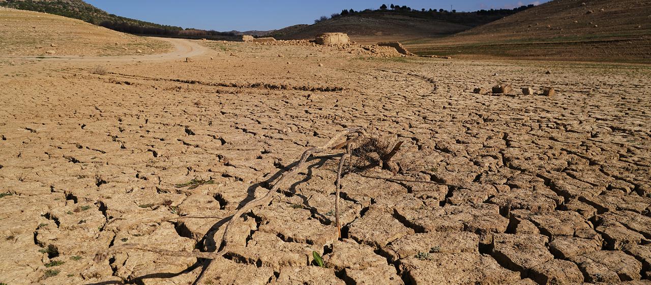Die Überreste des alten Dorfes Peñarubia wurden durch das Fehlen von Wasser im Guadalteba-Stausee aufgrund der extremen Dürre freigelegt.