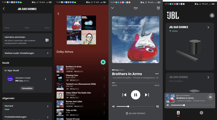 Liegt Musik im Dolby-Atmos-Format vor, liefert die JBL Bar 500MK2 eine gute Musikwiedergabe. 