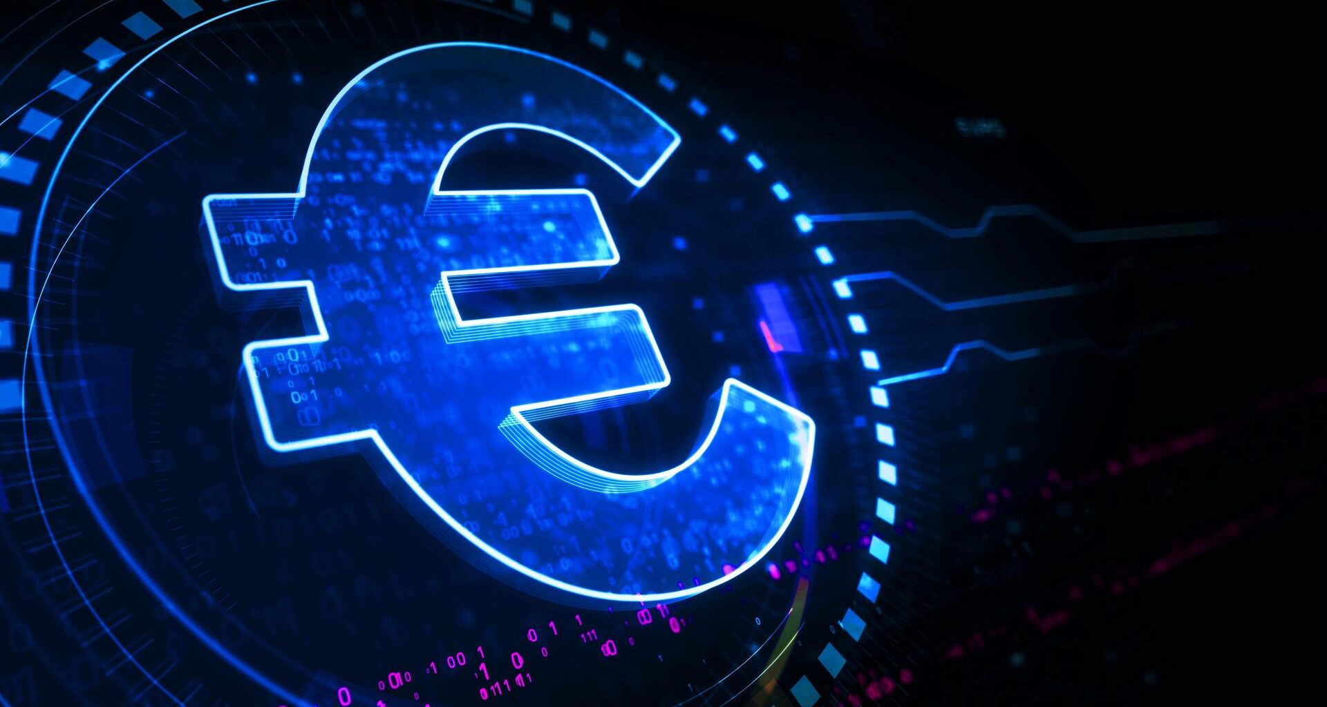 Euro-Stablecoin-Währungsgeschäft und digitales Geldsymbol, digitales Konzept.
