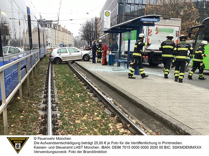FW-M: Verkehrsunfall in der Innenstadt endet glimpflich (Neuhausen-Nymphenburg)