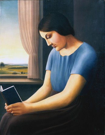 Georg Schrimpf, «Lesende am Fenster», 1925/26, Ölfarbe auf textilem Bildträger (58 x 47 cm).