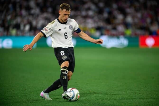 MÜNCHEN, DEUTSCHLAND – 4. JUNI 2025: Joshua Kimmich – Das Halbfinalspiel der UEFA Nations League 2025 zwischen Deutschland und Portugal in der Allianz Arena.