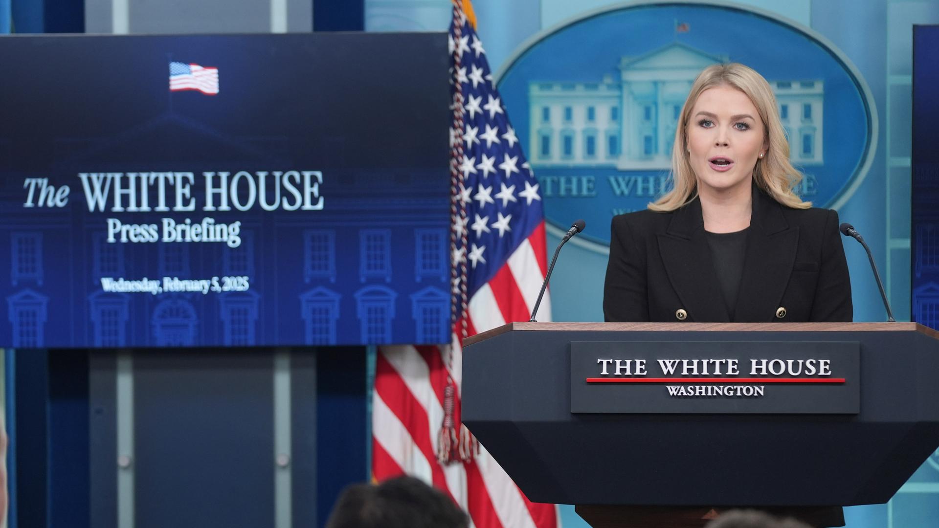 Die Pressesprecherin des Weißen Hauses, Karoline Leavitt. Die Pressesprecherin des Weißen Hauses, Karoline Leavitt.