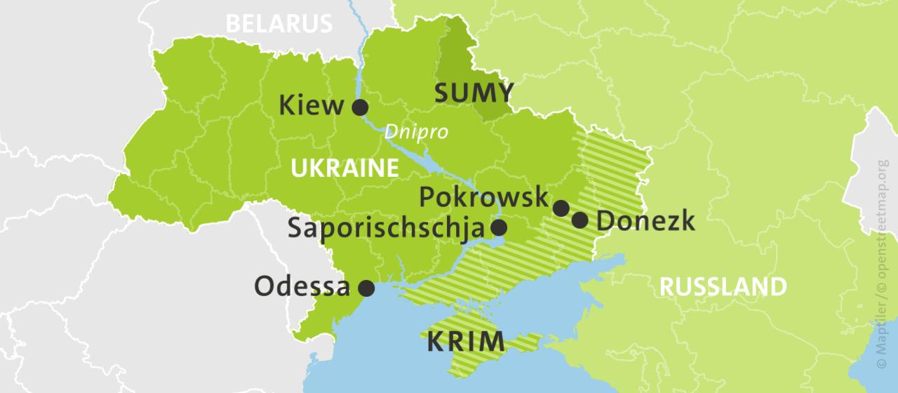Karte der Ukraine und Russlands, hell schraffiert: von Russland besetzte Gebiete | ISW, Critical Threats Project | Stand: 2.11.2025 Karte der Ukraine und Russlands, hell schraffiert: von Russland besetzte Gebiete