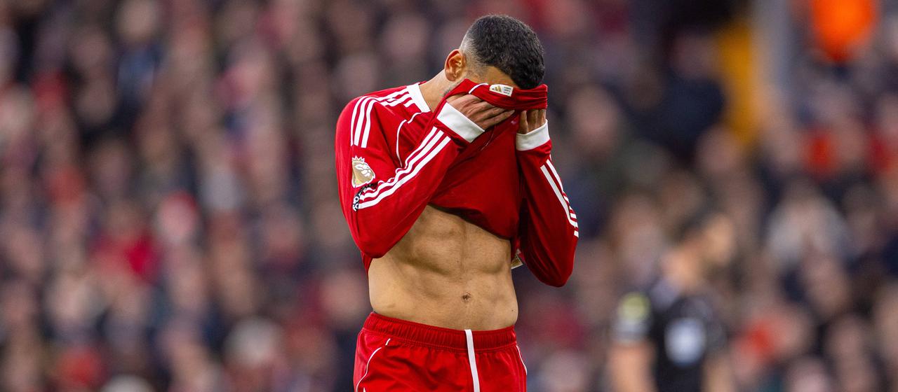 Mo Salah reagiert enttäuscht | IMAGO/David Rawcliffe Mo Salah reagiert enttäuscht