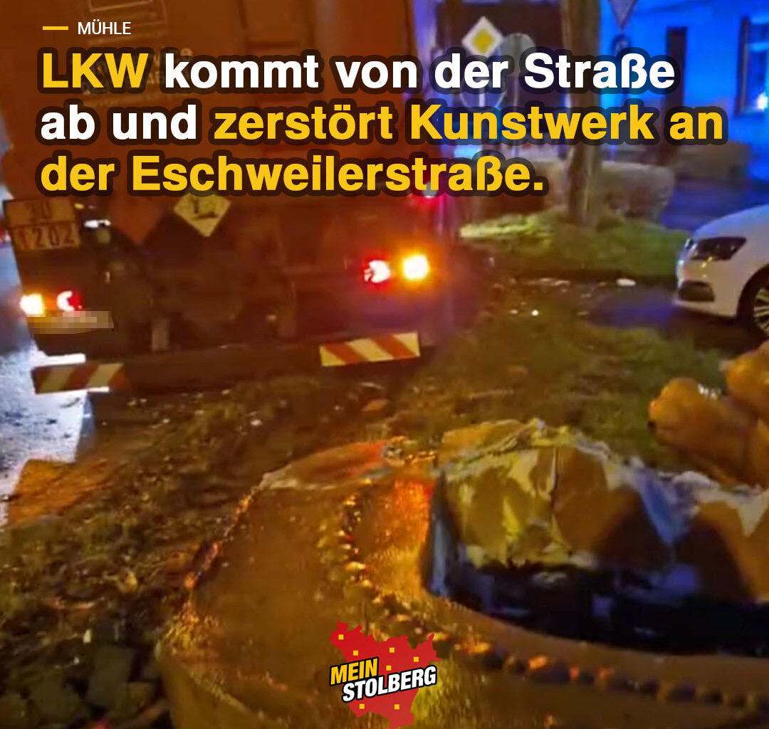Tanklaster zerstört Ampel und Kunstwerk "Frauen für Frauen" an der Eschweilerstraße – Mein Stolberg