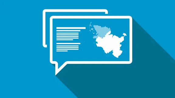 Grafik: Eine Sprechblase, in der die Kontur des Landes Schleswig-Holstein abgebildet ist. | NDR Grafik: Eine Sprechblase, in der die Kontur des Landes Schleswig-Holstein abgebildet ist.