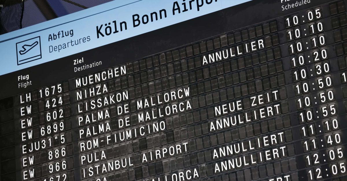 Diese Flüge fallen heute aus – Montag, 3.11.2025