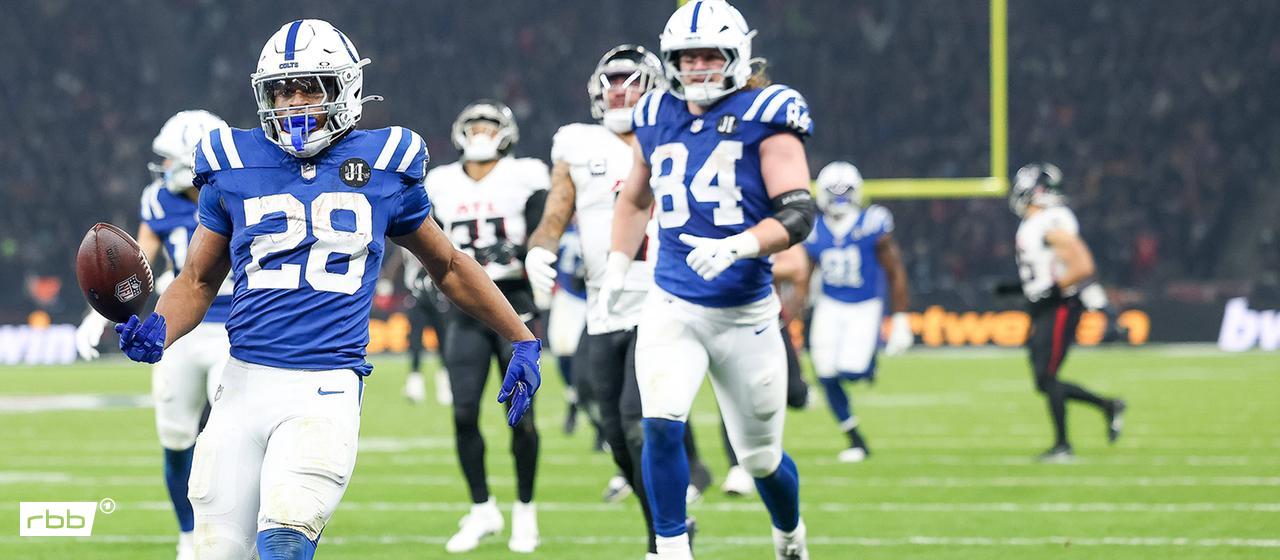 Touchdown durch Jonathan Taylor (Indianapolis Colts) gegen die Falcons (Quelle: IMAGO / Eibner)