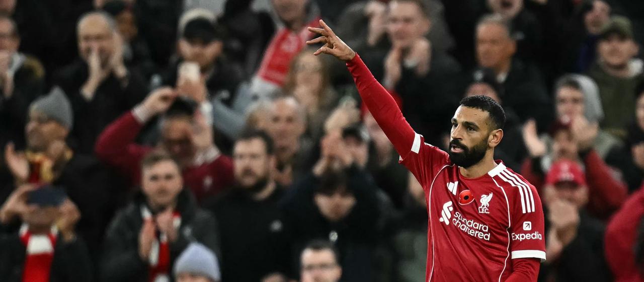 Liverpools Mohamed Salah bejubelt seinen Treffer | Paul ELLIS / AFP Liverpools Mohamed Salah bejubelt seinen Treffer