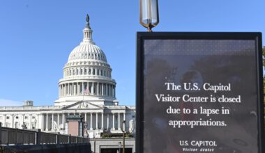 US-Kapitol mit Schild, das die Schließung wegen des Shutdowns verkündet