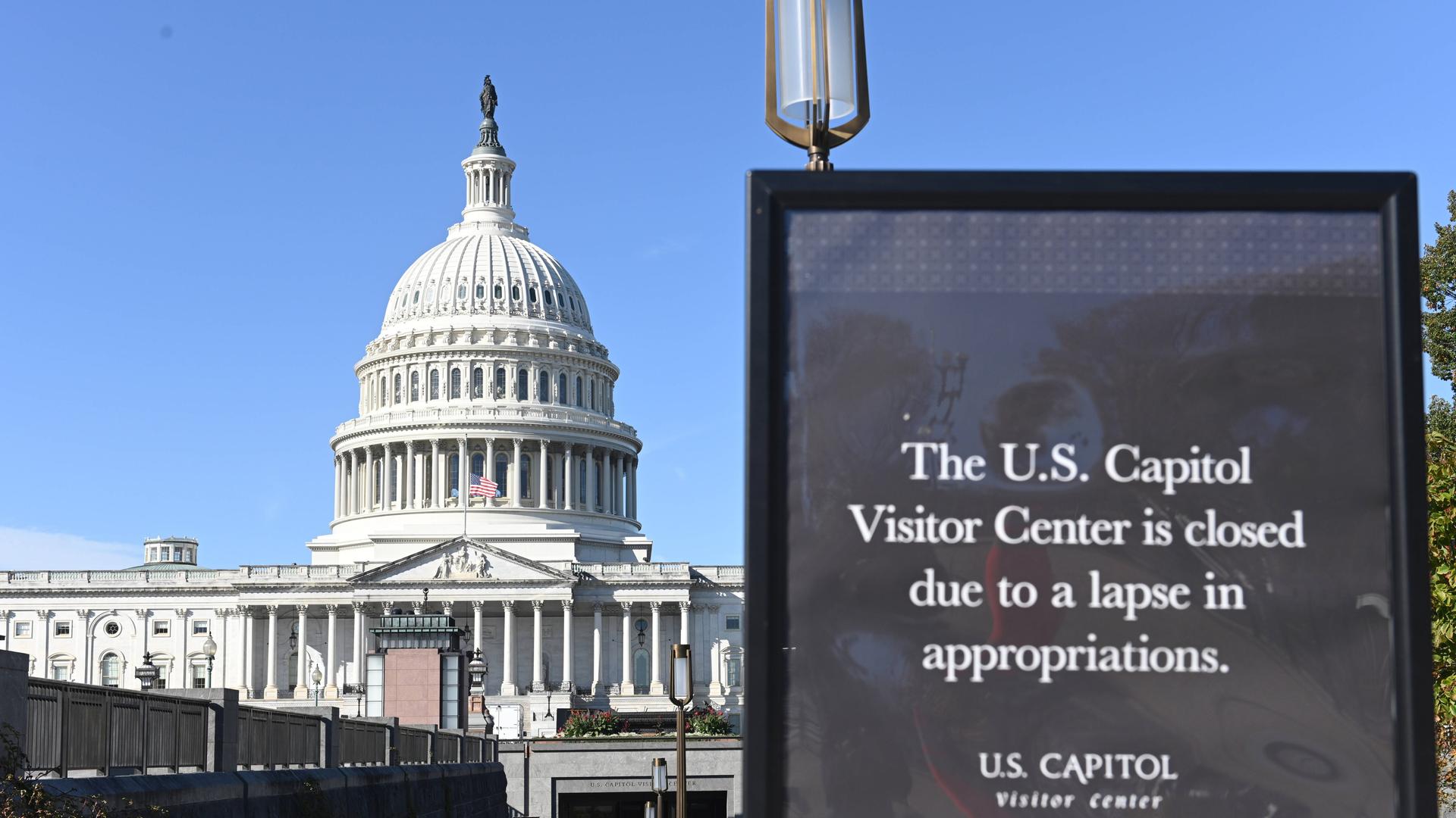 Wegen des Shutdown ist das Besucherzentrum des US-Kapitols geschlossen.
