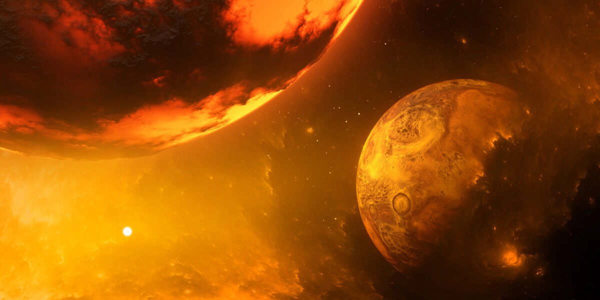 Erde und Theia kurz vor dem Crash