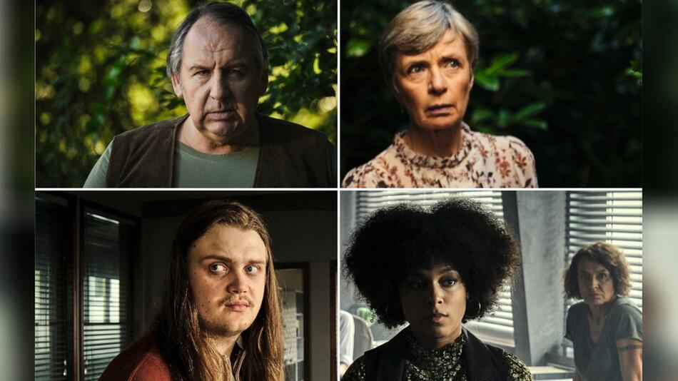 "Tatort: Mike & Nisha": Nachbarin Gerlinde Wagner (Anna Stieblich, o.r.) und Nachbar Erwin ...