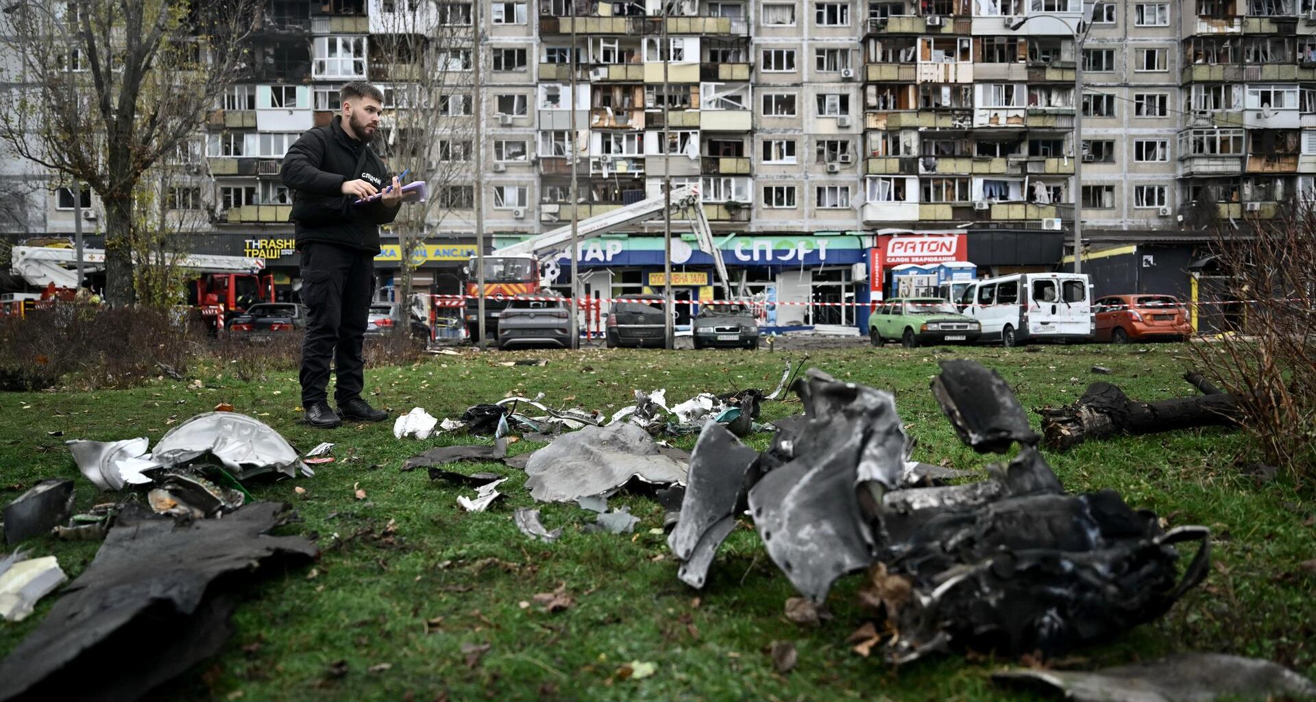 Zerstörungen in Kiew nach russischen Drohnenangriffen