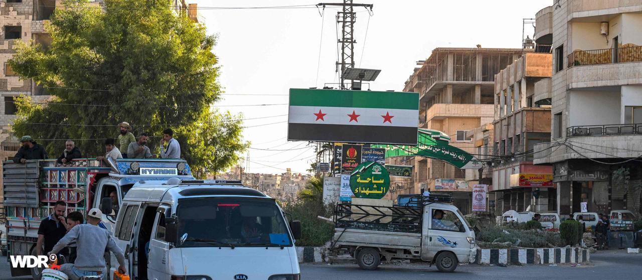 Verkehr in der Stadt Daraya in Syrien 