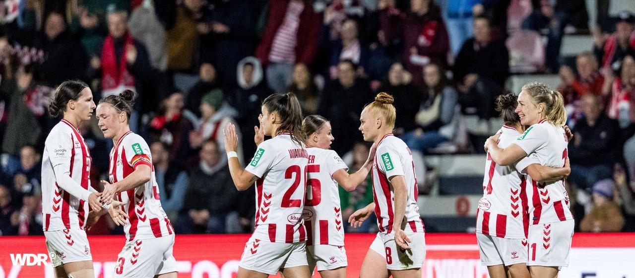 Jubel der Kölner Spielerinnen nach einem Treffer gegen den 1. FC Nürnberg | IMAGO/Beautiful Sports International Jubel der Kölner Spielerinnen nach einem Treffer gegen den 1. FC Nürnberg
