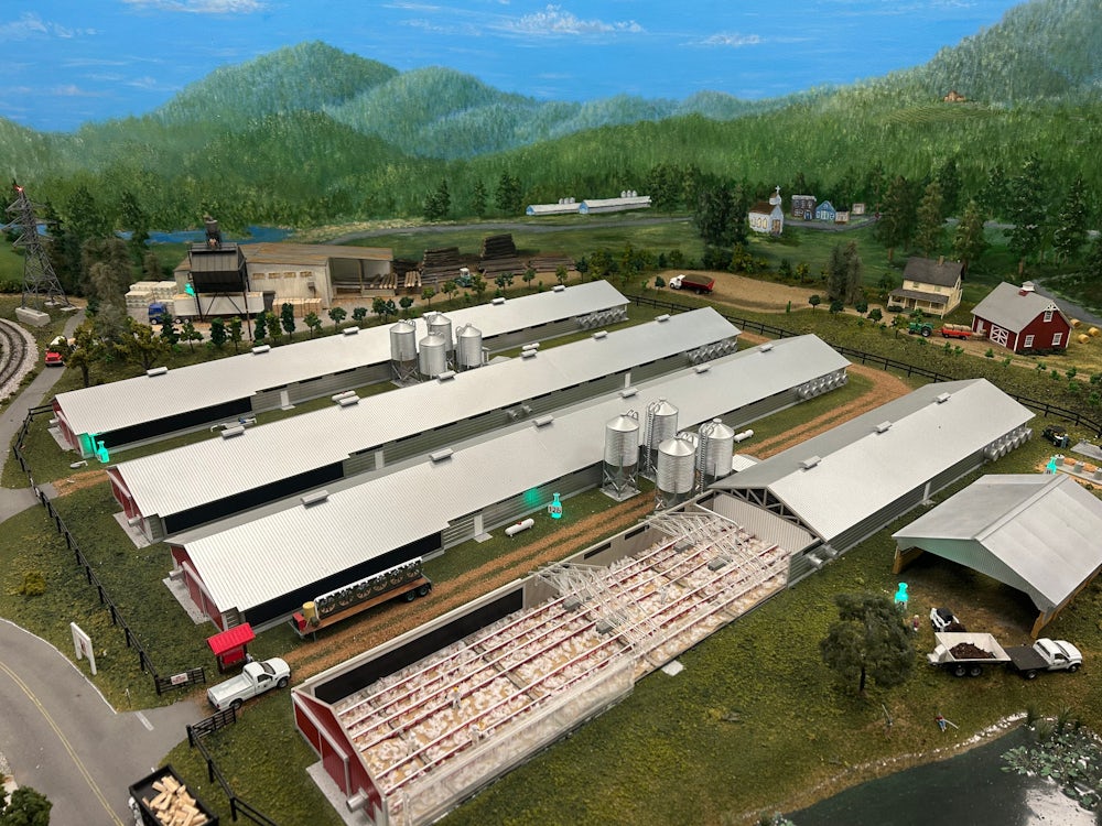 Das "Georgia Poultry Laboratory Network" hat ein Modell gebaut, das erklärt, wie die Hühnerindustrie funktioniert. Die Betriebe der Konzerne in Gainesville sind nicht zu besichtigen.