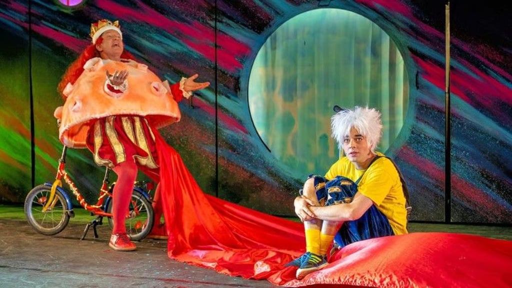 Der kleine Prinz (Lukas Franke) macht bei seiner Reise Station auf einem ganz kleinen Stern, dessen König (Tilo Werner) sich sehnlichst Untertanen wünscht. 