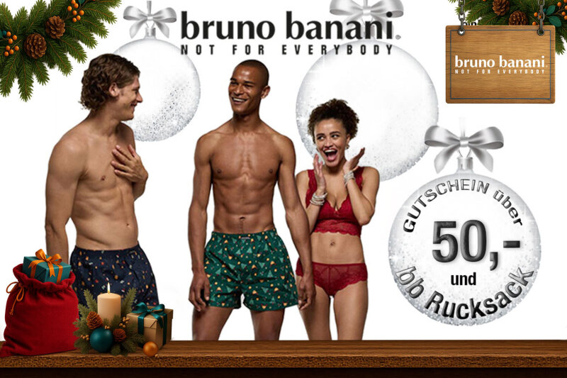 Gewinne einen 50 Euro Gutschein und einen Rucksack von bruno banani