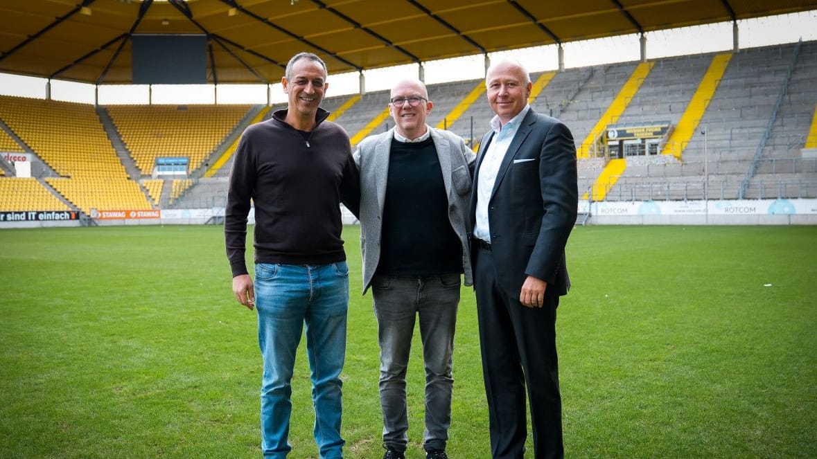 Lenken die Geschicke in Aachen jetzt zusammen: Geschäftsführer Sport Rachid Azzouzi (l.), der neue kaufmännische Geschäftsführer Dirk Kall und Aufsichtsratsvorsitzender Ralph Gillessen.