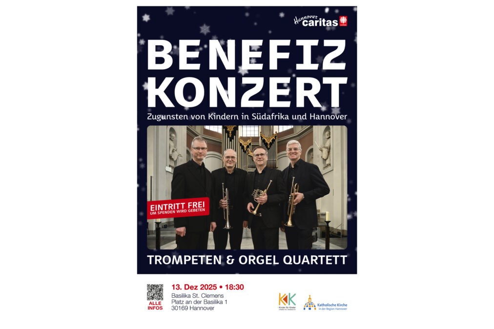 Plakat "Schönes hören – Gutes tun": Benefizkonzert zugunsten von Kindern in Südafrika und Hannover.