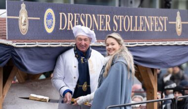 Riesiger Weihnachtsstollen: Festumzug und XXL-Striezel: Dresden feiert Stollenfest