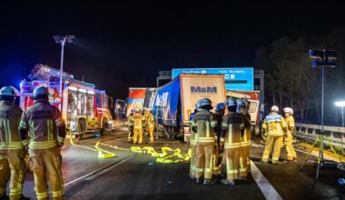 Schwerer Unfall auf A6 mit drei Lkw und einem Pkw bei Nürnberg: Großeinsatz für Feuerwehr