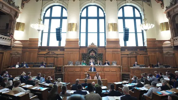 Blick in die Hamburgische Bürgerschaft bei einer Sitzung.