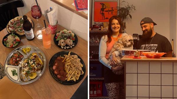 Julia Hirschmann und Paul Specht tischen in ihrer Imbiss-Kneipe "KBH" seit dem Frühjahr ganz schön auf. Immer mit dabei: Hund Lotti. Neben der selbst-renovierten Theke stehen im Innenraum zwei große Kühlschränke mit Selbstbedienungs-Gebot. Denn die Kneipe mit den drei Buchstaben ist nicht nur eine Kneipe, sondern vereint auch Eigenschaften eines Imbisses, eines Spätis und im Sommer auch eines Biergartens in sich. Julia Hirschmann und Paul Specht tischen in ihrer Imbiss-Kneipe "KBH" seit dem Frühjahr ganz schön auf. Immer mit dabei: Hund Lotti. Neben der selbst-renovierten Theke stehen im Innenraum zwei große Kühlschränke mit Selbstbedienungs-Gebot. Denn die Kneipe mit den drei Buchstaben ist nicht nur eine Kneipe, sondern vereint auch Eigenschaften eines Imbisses, eines Spätis und im Sommer auch eines Biergartens in sich.