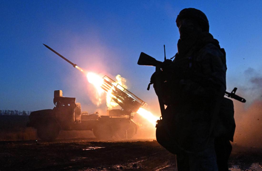 Russische Soldaten im Frontabschnitt Pokrowsk. 