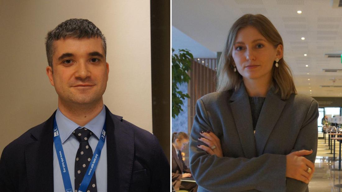 Stanislaw Gryschyn und Lilia Slobodian bei der German-Baltic Defence Industry Conference in Vilnius