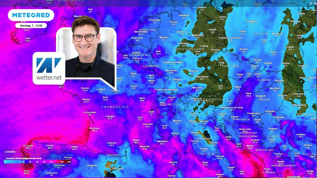 Die Regensummen bis Sonntag (7. Dezember). 