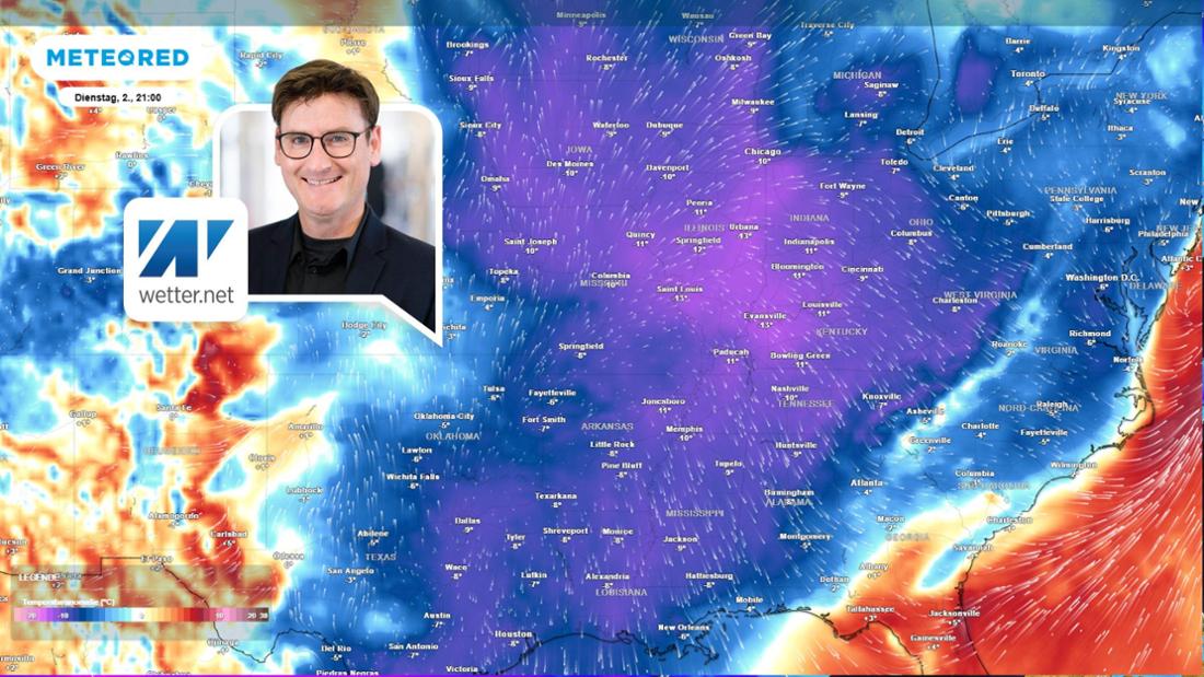 Die Temperaturanomalien am Dienstag (3. Dezember). 