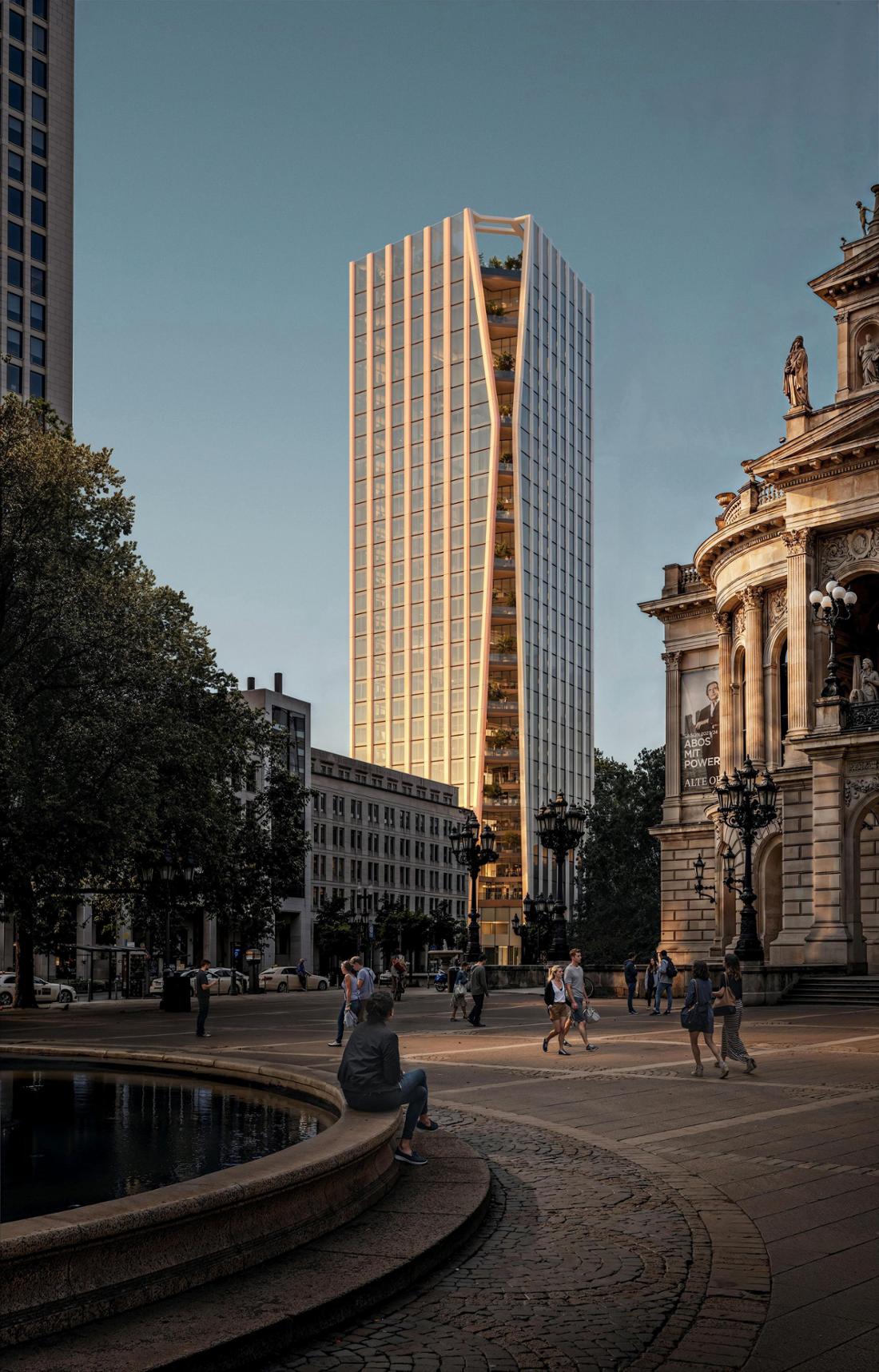 So soll der Park Tower an der Alten Oper in Frankfurt nach der Revitalisierung aussehen. 
