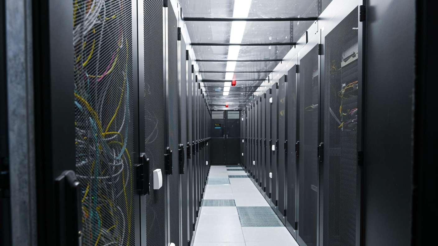 Blick in ein Rechenzentrum von Equinix im Osten von Frankfurt.