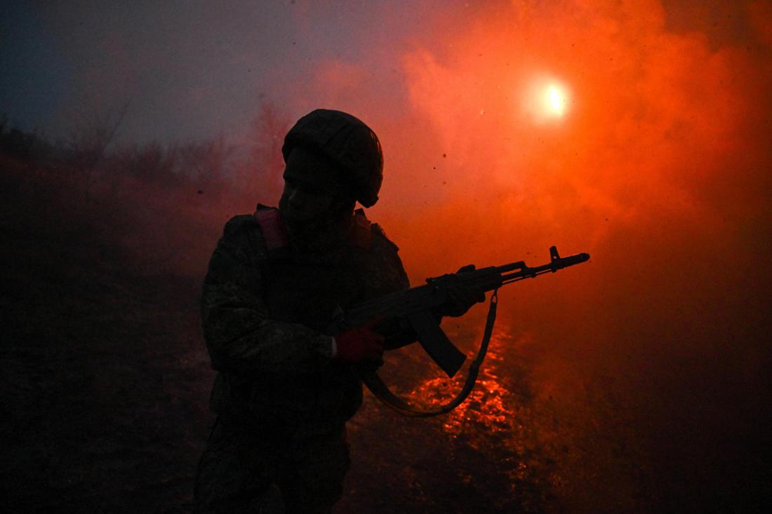 Russische Soldaten im Frontabschnitt Pokrowsk. 