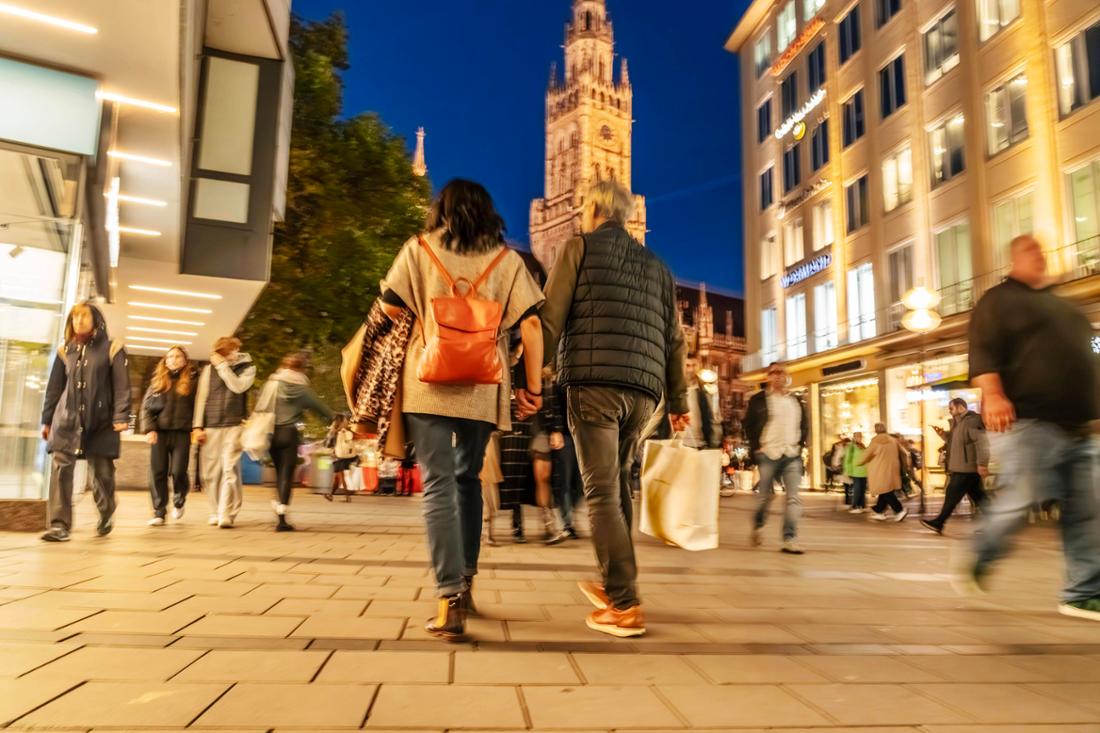 Shopping abends am Marienplatz
