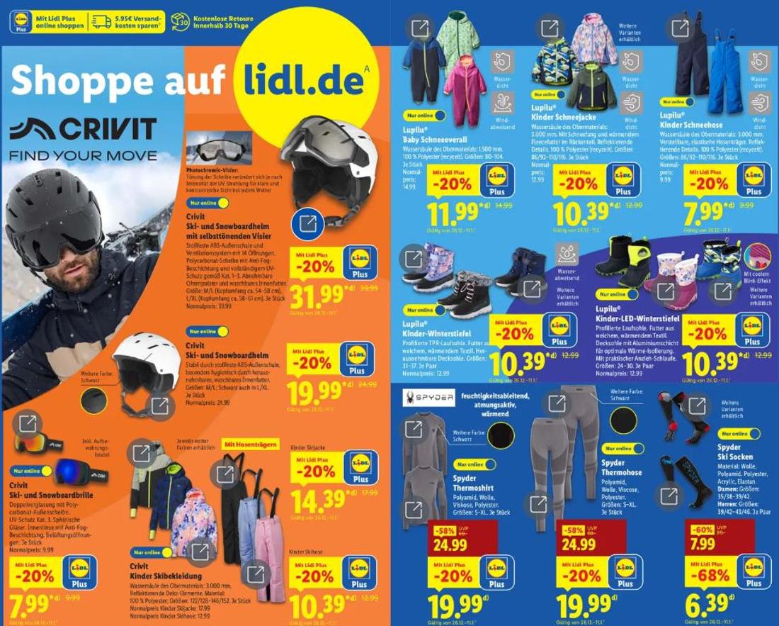 Der LIDL-Prospekt mit den Angeboten ab dem 5. Januar – perfekt für den Skiurlaub.