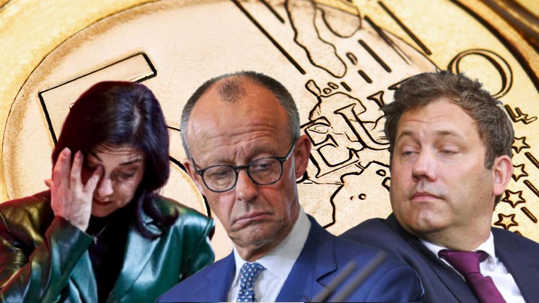 Reiche, Merz und Klingbeil vor Euro-Münze