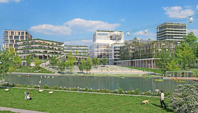 Heilbronn ist Anlaufstelle für Studenten: Der Bildungscampus wächst deshalb weiter. Mit der West-Erweiterung in Richtung Neckarbogen rücken die Gebäude an den Fluss heran.