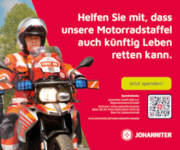 Johanniter Motorradstaffel fährt in Dresden zu Notfällen und unterstützt Rettungsdienst