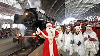 Leipzig: Die traditionelle Ankunft des Weihnachtsmannes am Hauptbahnhof sorgt seit vielen Jahren für viel Aufregung und Freude.