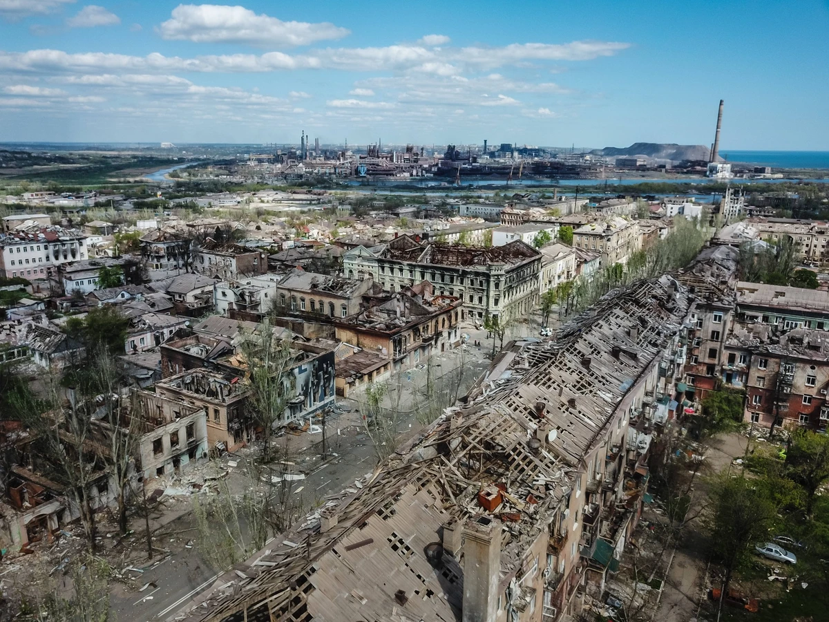 Ukraine-Krieg, Jahrestag der Invasion, Chronologie der Ereignisse, Archivbilder News Themen der Woche KW17 News Bilder des Tages DPR LPR Russia Ukraine Military Operation 8178167 28.04.2022 An aerial  ...