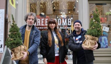 Sie wollen die Hallenser zum Shoppen in die Innenstadt locken: Thomas Marks, Mary Gringer und Robert Wendtlandt (von links).