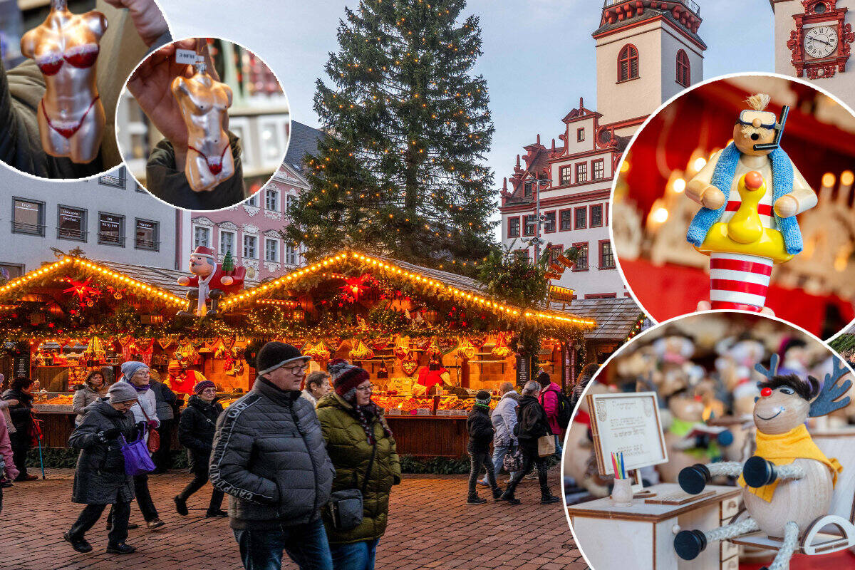 Kuriose Kunstwerke vom Chemnitzer Weihnachtsmarkt