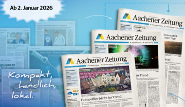 Ab dem 2. Januar im Briefkasten und an jedem Kiosk: Die „neue AZ“ wird in drei Ausgaben auf den Markt kommen: für die Städteregion Aachen, den Kreis Düren und den Kreis Heinsberg.